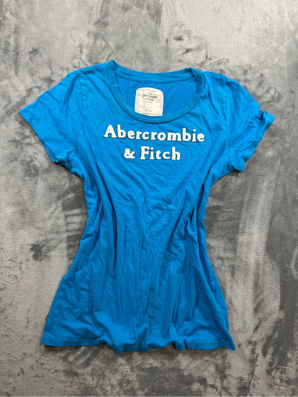 Abercrombie & Fitch Bright Blue Logo Short Sleeve Tee